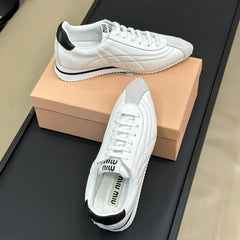 POINTED SPORTS SHOES WHITE LAMBSKIN