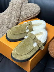 COLORADO COMFORT MARY JANE IN SAND BEIGE SUEDE AND SHEARLING LINING