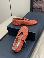 HANDWOVEN BALLET FLAT FIRE ORANGE