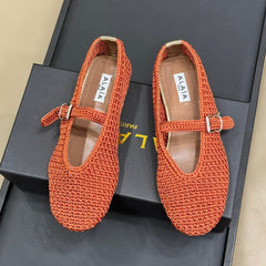 HANDWOVEN BALLET FLAT FIRE ORANGE