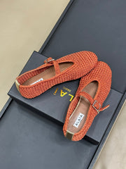 HANDWOVEN BALLET FLAT FIRE ORANGE