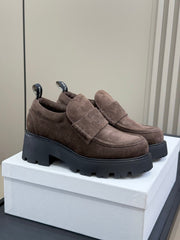 CELINE 25S SERIN CHUNKY LOAFERS 50MM IN BROWN SUEDE