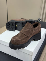 CELINE 25S SERIN CHUNKY LOAFERS 50MM IN BROWN SUEDE