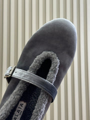 ALAIA 25S BALLET FLATS IN GREY VELVET