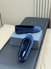 ALAIA 25S BALLET FLATS IN DARK BLUE VELVET
