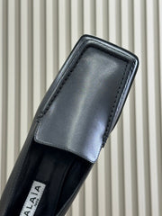 ALAIA 25S SQUARE TOE LOAFER IN BLACK CALFSKIN