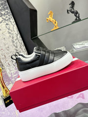 PUFFY LEATHER LOW TOP SNEAKERS IN BLACK LAMBSKIN