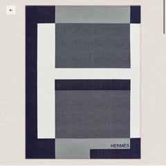 H RIVIERA BLANKET 200 CM IN NAVY BLUE WOOL AND CASHMERE 136856