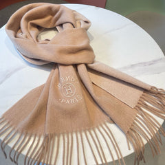 RECTO-VERSO MUFFLER 190 TAN BROWN CASHMERE