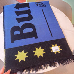 SCARF 200 CM IN COBALT BLUE MIX BLACK CASHMERE 401905