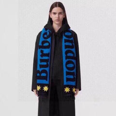 SCARF 200 CM IN COBALT BLUE MIX BLACK CASHMERE 401905