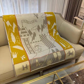 AVALON EPOPEE BLANKET 140 CM IN HONEY YELLOW WOOL AND CASHMERE 415189