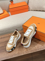 MAINLAND SNEAKER IN PEANUT BROWN SUEDE AND WHITE BREATHABLE MESH FABRIC