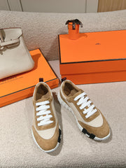 MAINLAND SNEAKER IN PEANUT BROWN SUEDE AND WHITE BREATHABLE MESH FABRIC