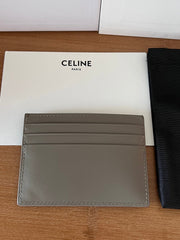 CELINE 25S CARD HOLDER WITH TRIOMPHE LOGO 11 IN GRAY CALFSKIN