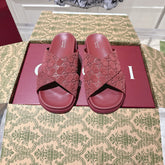 GG SLIDES IN RED SUEDE WITH EMBOSSED LOGO STYLE 9