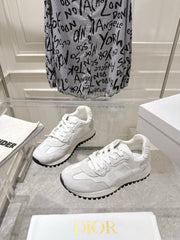 DIOR 25S C'EST DIOR SNEAKER IN WHITE LIGHT GRAY CALFSKIN AND SUEDE
