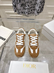 DIOR 25S C'EST DIOR SNEAKER IN WHITE HAZELNUT CALFSKIN AND SUEDE