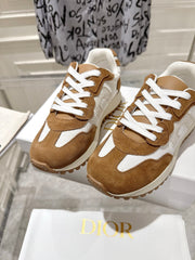 DIOR 25S C'EST DIOR SNEAKER IN WHITE HAZELNUT CALFSKIN AND SUEDE