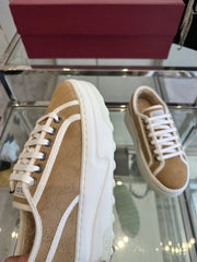 GG TENNIS SNEAKER IN CAMEL BROWN CANVAS WITH BEIGE FLEECE LINING