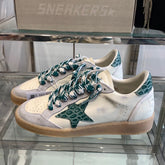 BALL STAR SNEAKERS GREEN CROCODILE EMBOSSED LEATHER STAR
