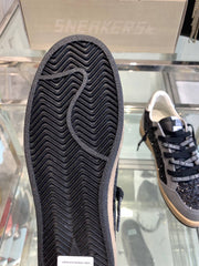 BALL STAR SNEAKERS WITH WHITE STAR IN BLACK GLITTER AND GRAY SUEDE