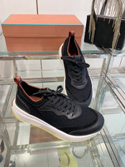 SNEAKER IN BLACK CANVAS MIX SUEDE WITH LAMBSKIN