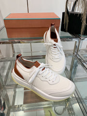 SNEAKER IN WHITE CANVAS MIX SUEDE WITH LAMBSKIN