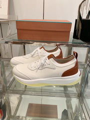 SNEAKER IN WHITE CANVAS MIX SUEDE WITH LAMBSKIN