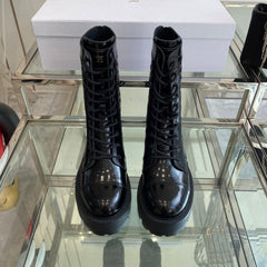 DIOR 25S D-UNIT ANKLE BOOT IN BLACK QUILTED CANNAGE CALFSKIN