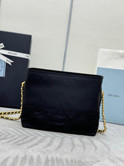 PRADA 25S CROSSBODY BAG 21 IN BLACK NYLON GOLD HARDWARE