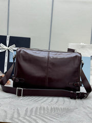 PRADA 25S SHOULDER BAG 35 IN DARK BROWN CALFSKIN SILVER HARDWRE