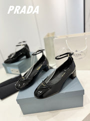 PRA NAPPA MARY JANE PUMPS GLOSSY BLACK LAMBSKIN