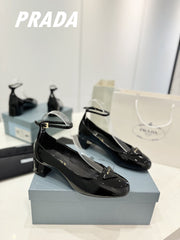 PRA NAPPA MARY JANE PUMPS GLOSSY BLACK LAMBSKIN