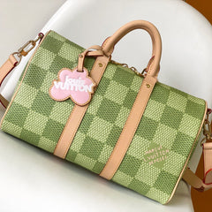 KEEPALL BANDOULIÈRE 34 BAG IN GREEN DAMIER GOLF COATED CANVAS