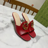 GG HIGH HEELS BLONDIE 75 IN RED LAMBSKIN WITH GOLD HARDWARE