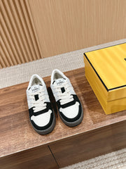 FENDI MATCH TRAINER IN BLACK MIX WHITE CALFSKIN AND HIGH-DENSIITY FABRIC