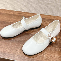 MARY JANE FLAT IN WHITE CALFSKIN