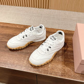 RUNNING SNEAKERS IN WHITE LAMBSKIN AND FABRIC ANTI-SLIP RUBBER SOLE