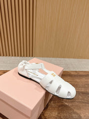 FISHERMAN BUCKLE SANDALS IN WHITE LAMBSKIN