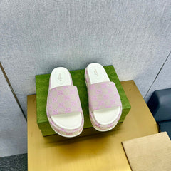 GG PLATFORM SLIDE SANDAL PASTEL PINK CANVAS