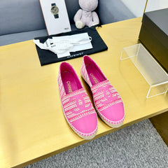 CC ESPADRILLES PLATFORM 25S IN PINK TWEED MIX CALFSKIN