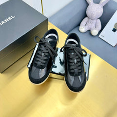 CC SNEAKER IN BLACK CALFSKIN AND SUEDE