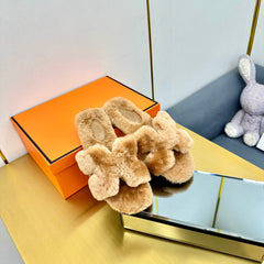 0RAN SHEARLING SANDALS PERU BROWN