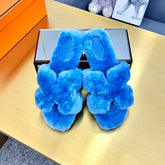 0RAN SHEARLING SANDALS OCEAN BLUE