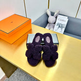 0RAN SHEARLING SANDALS EGGPLANT PURPLE