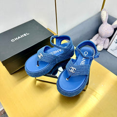 GROSGRAIN SANDAL IN COBALT BLUE FABRIC