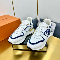 NEO RUN AWAY SNEAKER IN WHITE MIX COBALT BLUE CALFSKIN