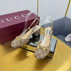 GG HIGH SLINGBACK 65 IN BEIGE LAMBSKIN WITH GOLD HARDWARE