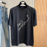 LV T-SHIRT IN BLACK PURE COTTON LOGO PRINT 238774